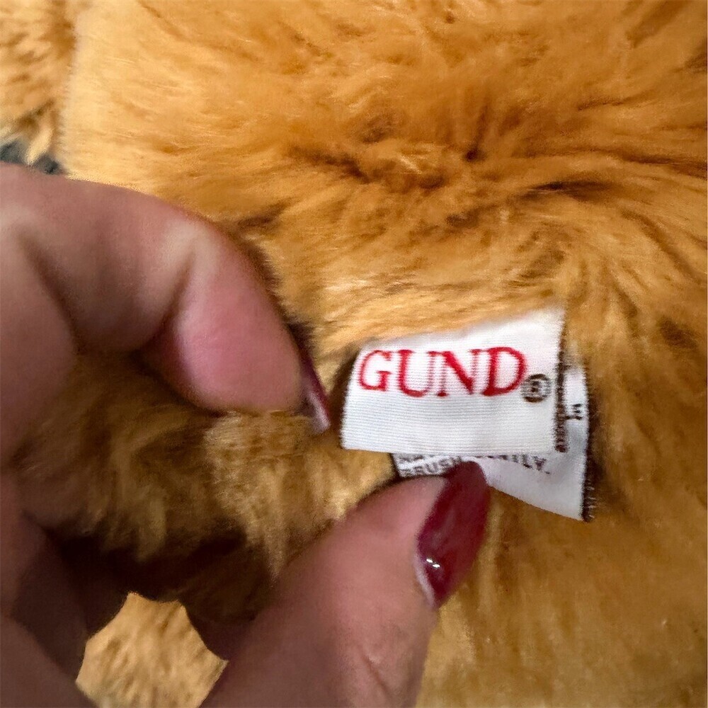 GUND Snoodles Teddy Bear Plush Brown w/ Plaid Bow 18 in Vintage - Picture 3 of 12